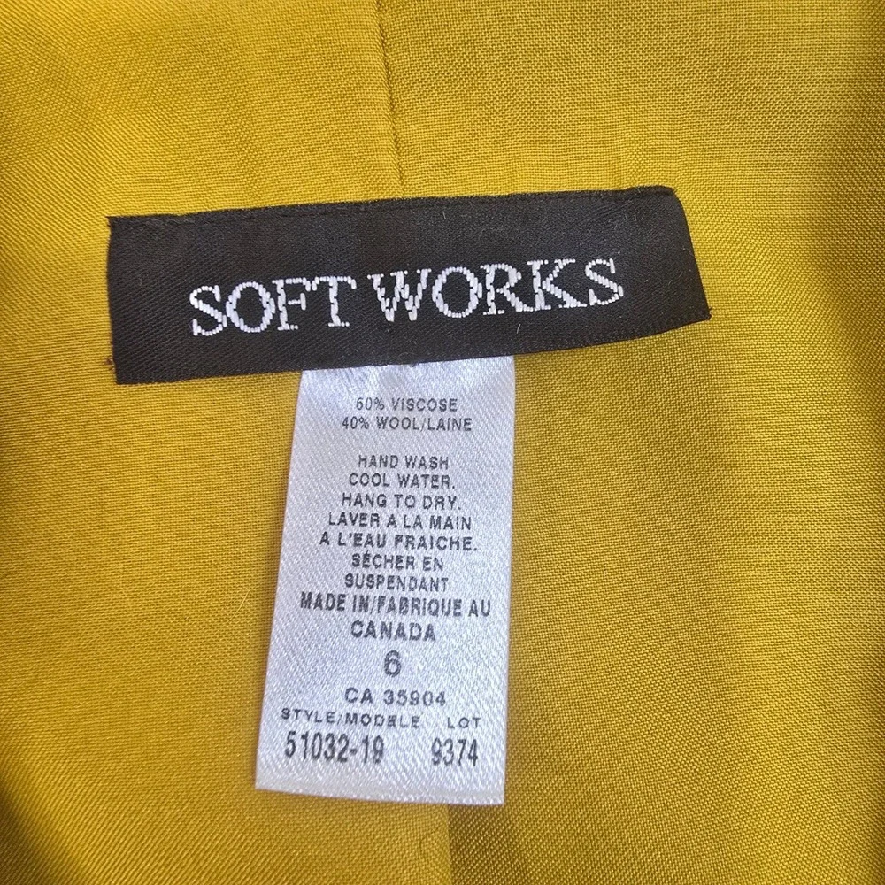 Soft Works Wool Blend Vintage Blazer Womens Size‎ 6 Chartreuse Textured Canada
